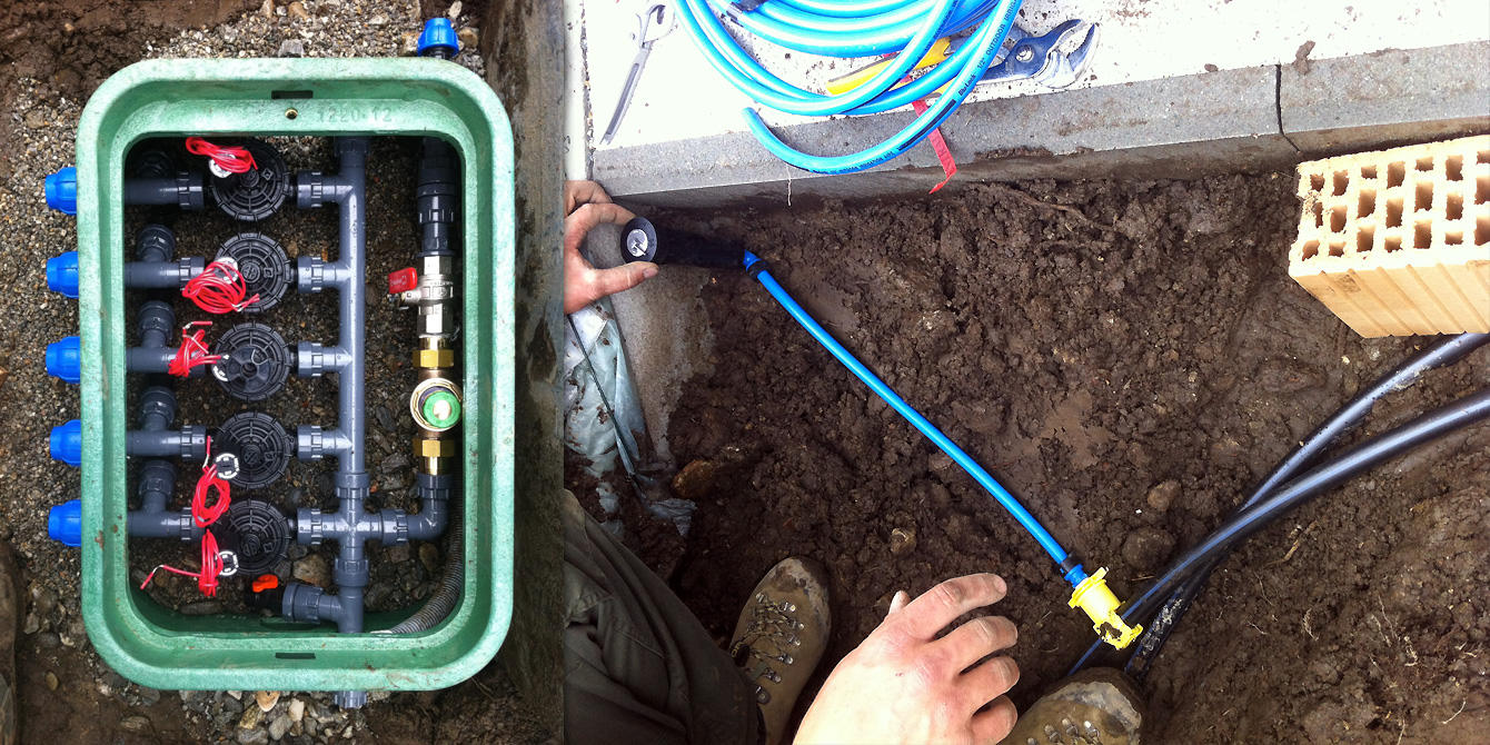 Plumbing for automatic irrigation
